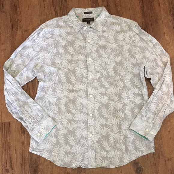 Banana Republic Other - Banana republic Men's Light Blue Palm-Print Button-Up Shirt L 100% cotton
